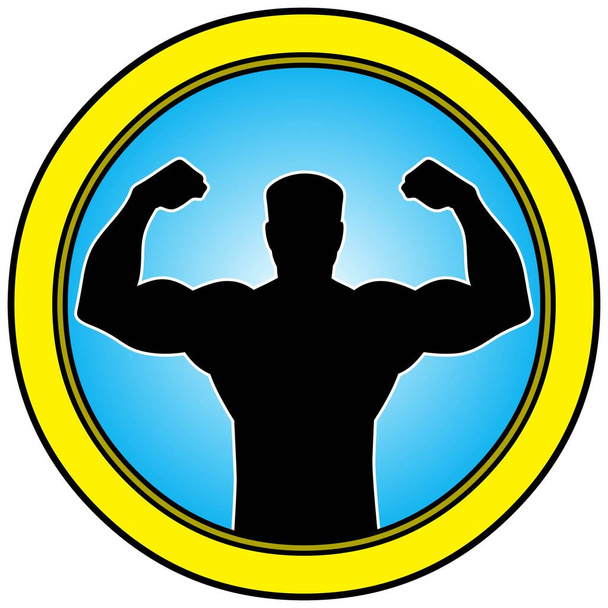 Icono de Strongman - Una ilustración de dibujos animados de un hombre duro
. - Vector, Imagen