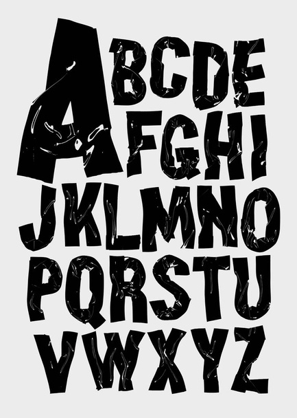 Black bold scotch tape alphabet. Vector font - Vector, imagen