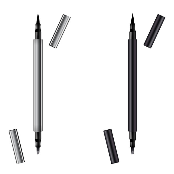 Eyeliner 3d template pencil. Make up realistic pen. Liner. Crayo - ベクター画像