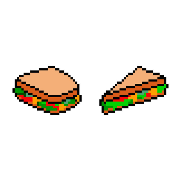 Icono del píxel. Set de iconos sándwich. Logo de comida rápida. Fondo blanco
. - Vector, Imagen