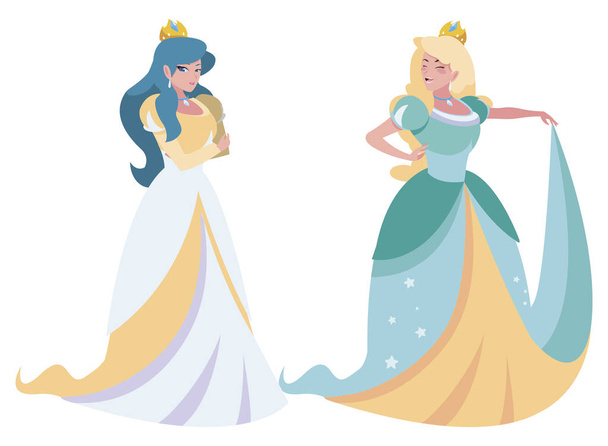 gyönyörű hercegnők a mesék karakterek - Vektor, kép