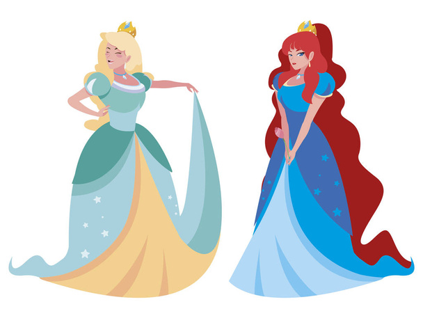 beautiful princesses of tales characters - Vector, Image