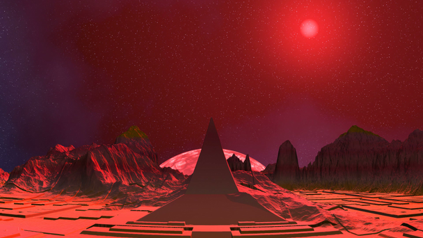 pyramida, růžový měsíc a ufo - Záběry, video