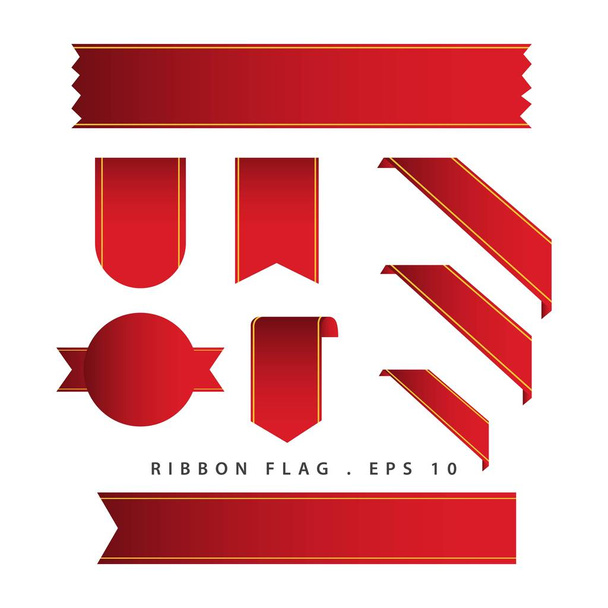 Ribbon Flag Vector Template Design Illustration - Vector, Image