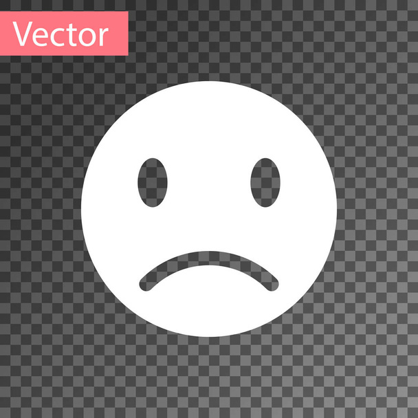 White Sad smile icon isolated on transparent background. Emoticon face. Vector Illustration - Vector, Image
