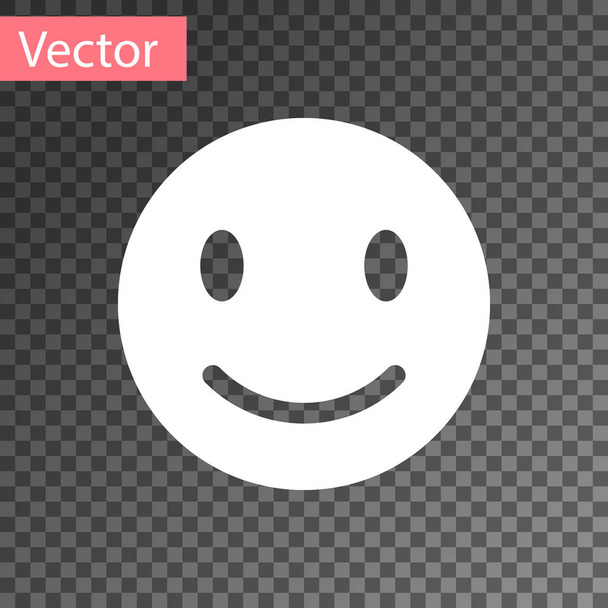 Witte glimlach gezicht pictogram geïsoleerd op transparante achtergrond. Lachende emoticon. Gelukkig smiley chat symbool. Vector Illustratie - Vector, afbeelding