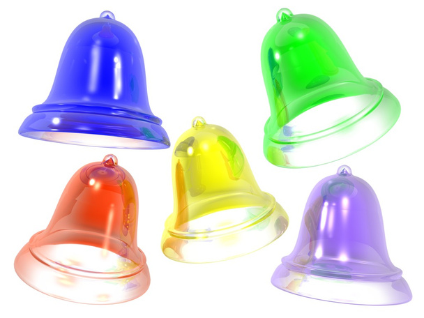 3D кольорові скляні дзвони на білому
 - Фото, зображення
