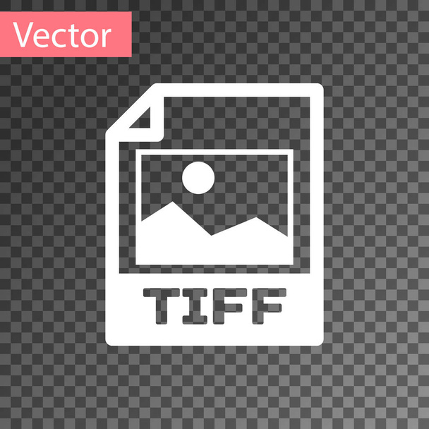 Белый значок файла TIFF. На прозрачном фоне выделена иконка кнопки. Символ файла TIFF. Векторная миграция
 - Вектор,изображение