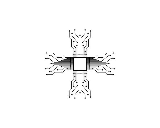 Obwód linii CPU, IC, GPU, RAM koncepcji projektu ilustratio - Wektor, obraz