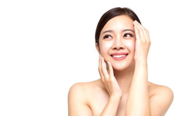 Szczęśliwy piękny młody Asian kobieta z czysty świeży skóra, Dziewczyna być - Zdjęcie, obraz