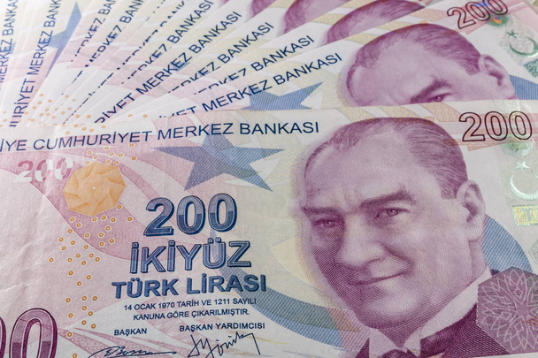 Feche duzentas liras turcas. a maior nota da economia turca
. - Foto, Imagem