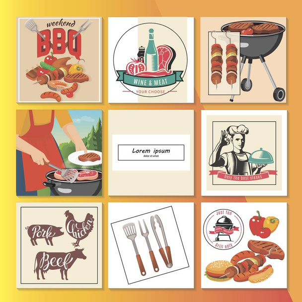Flat Bbq Party Composition - Vector, Image