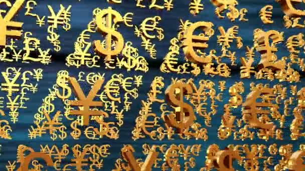 Měnové symboly 3D animace, dolarové zpívají, euro zpívají a rybniční zpívají - Záběry, video