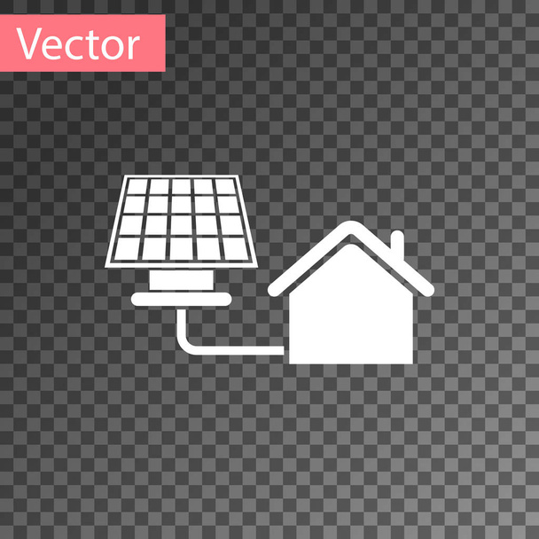White House with solar panel icon isolated on transparent background. Ecology, solar renewable energy. Eco-friendly house. Environmental Protection. Vector Illustration - Vector, Image