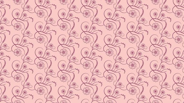 Бесшовный цветочный узор розового цвета. Вектор
 - Вектор,изображение