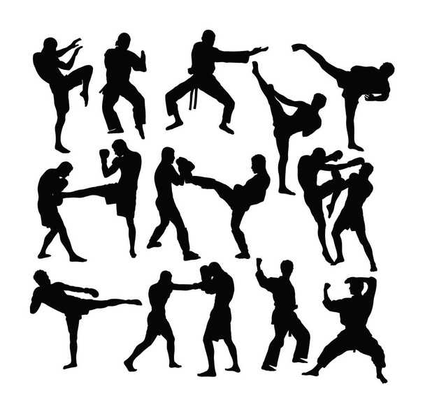 Boxe esporte silhuetas Atividade, design de arte vetorial
  - Vetor, Imagem