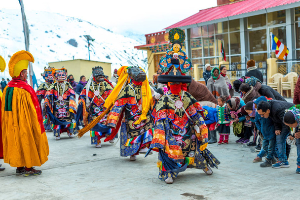 Spiti, Himachal Pradesh, India - March 24, 2019 : Traditional Mask Dance Festival in Himalayas - Photo, Image