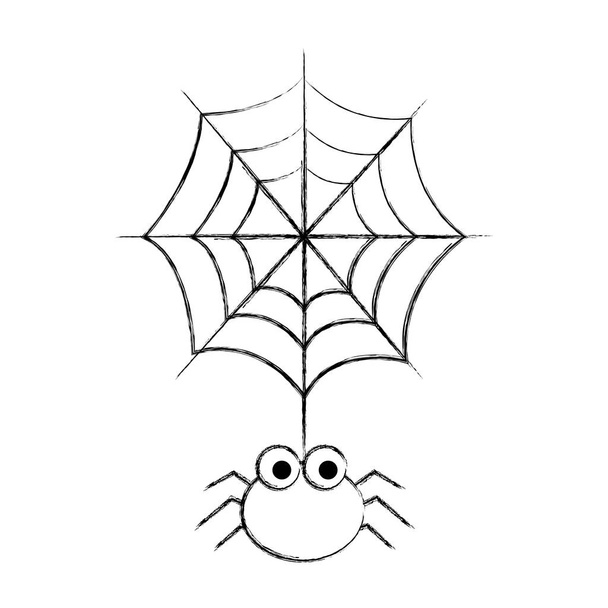 appeso carino ragno ragnatela Halloween
 - Vettoriali, immagini