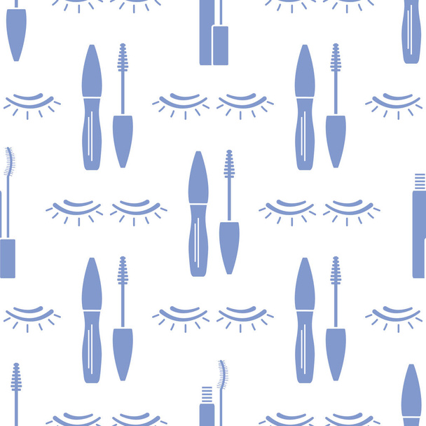 Vector seamless pattern with eyelashes. Makeup - Vektor, kép