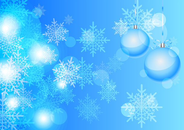 Vector winter background with beautiful various snowflakes and christmas balls - Vector, Image