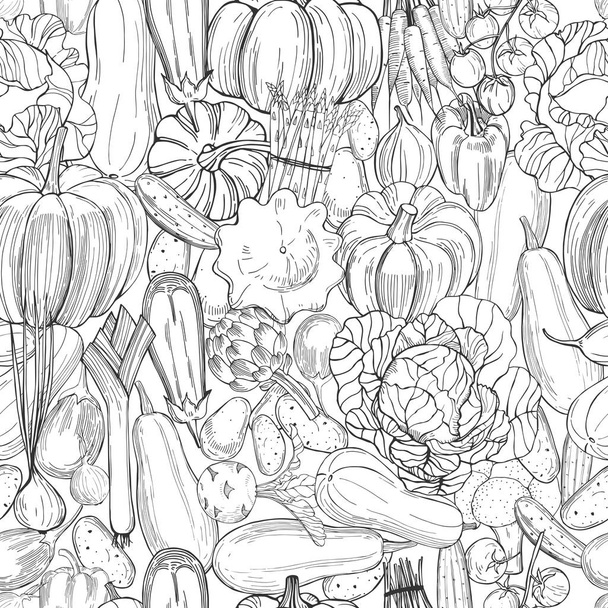Vector seamless pattern with  hand drawn  vegetables  - Vettoriali, immagini