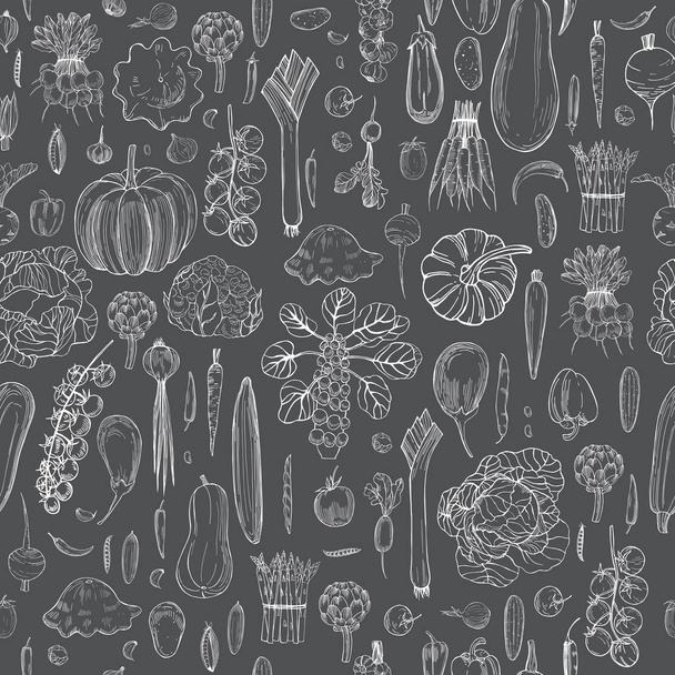 Διάνυσμα αδιάλειπτη μοτίβο με χειροποίητα λαχανικά  - Διάνυσμα, εικόνα