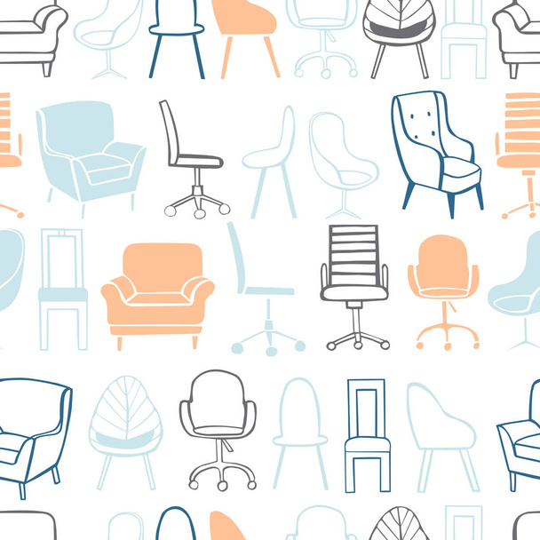Καρέκλες γραφείου και πολυθρόνες. Διάνυσμα χωρίς ραφή μοτίβο - Διάνυσμα, εικόνα