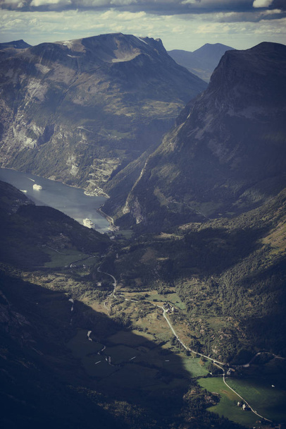Fjord Geiranger from Dalsnibba viewpoint, Norway - Foto, Imagem