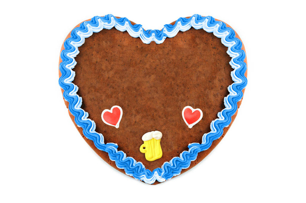 Oktoberfest Gingerbread heart cookie with ornaments and copy spa - Photo, Image