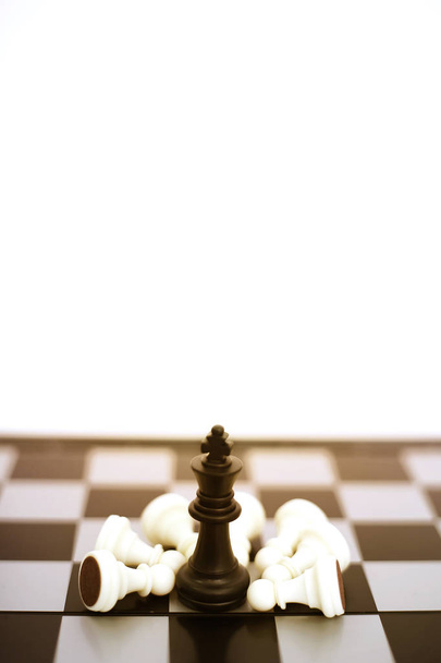 Portré sakk gyalogok a sakktábla játék. Izolált fehér alapon. - Fotó, kép