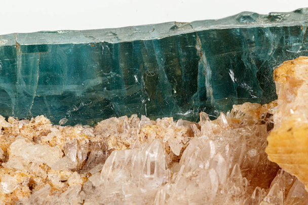 Macro stone Apatite mineral on white background - Photo, Image