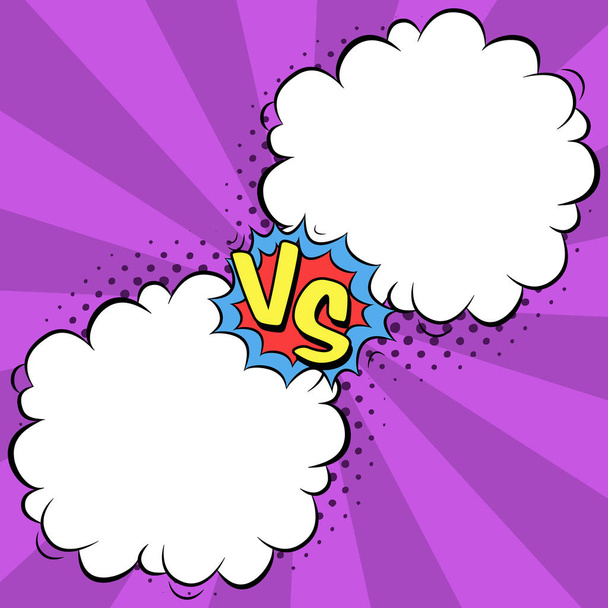 Vector illustration of versus letters with speech bubbles in comic pop art style - Vector, Image
