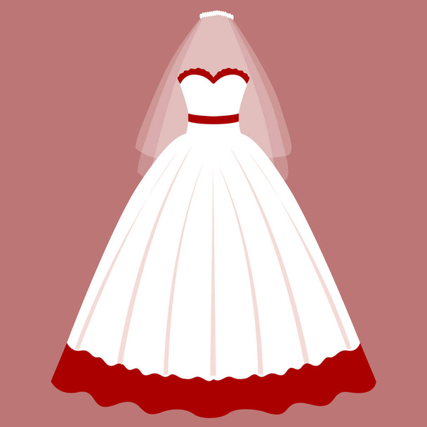Carte de mariage avec les vêtements de la mariée. Belle robe de mariée
. - Vecteur, image