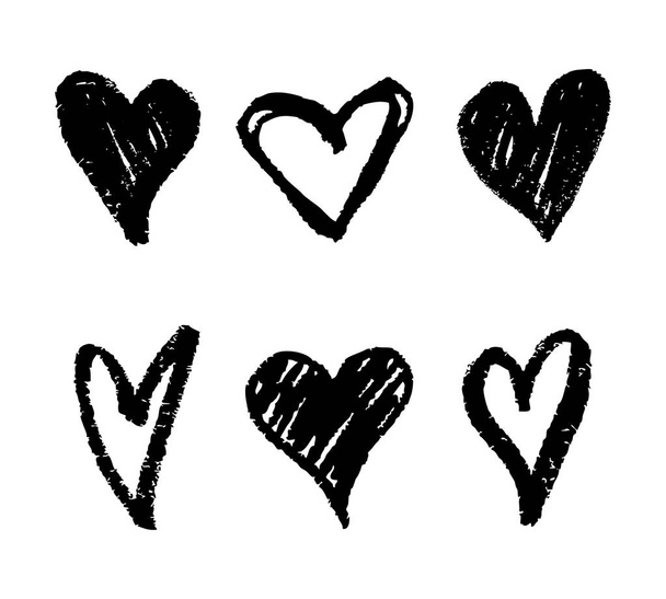 Векторный набор с абстрактными нарисованными сердцами. Украшение ко дню Святого Валентина, свадьба
 - Вектор,изображение
