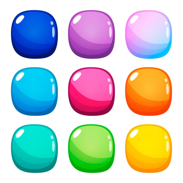 Set of nine colorful rounded square glossy buttons. - Vektor, obrázek