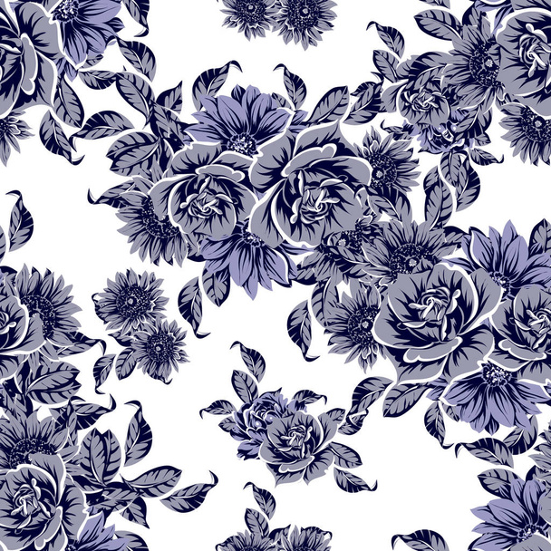 vector illustration of vintage flowers pattern background - Вектор, зображення