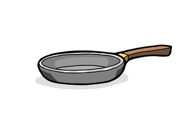 Τηγάνι χέρι συρμένο διάρθρωσης doodle εικονίδιο. Pan για το τηγάνισμα τροφίμων σε θερμότητα διάνυσμα σκίτσο εικόνα για εκτύπωση, web, mobile και γραφήματα που απομονώνονται σε λευκό φόντο. - Διάνυσμα, εικόνα