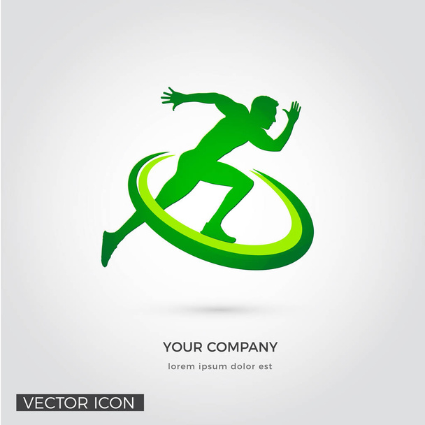 Мужчина бежит в CROSS SYMBOL SILHOUETTE, логотип / ICON
 - Вектор,изображение