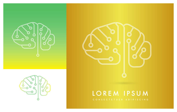 hersenen met logo voor digitale schakelingen, vectorillustratie - Vector, afbeelding