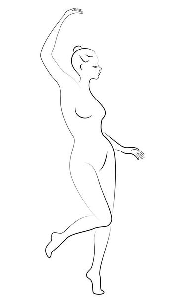 Silhouette de dame mince. Gymnaste. La femme est flexible et gracieuse. Elle saute. Image graphique. Illustration vectorielle
 - Vecteur, image