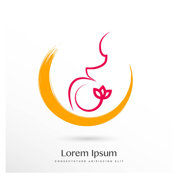 MINIMAL DESIGN OF A PREGNANT WOMAN IN A CIRCLE, GENDER : GIRL  - Vector, Imagen