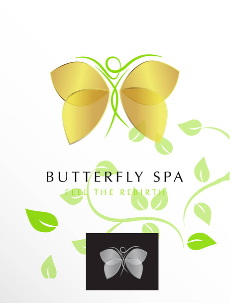 Silhouette papillon avec icône ailes dorées, illustration vectorielle
 - Vecteur, image