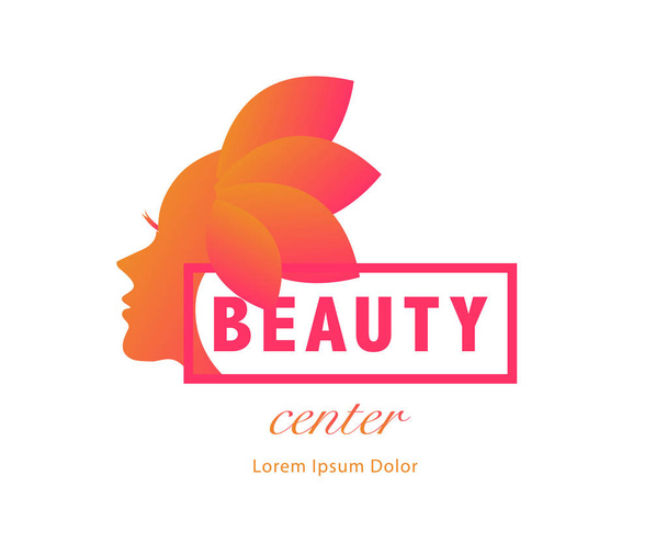 Szépségszalon logo template, nő Face Silhouette, virág, Spa logo, kozmetikai szolgáltatások - Vektor, kép
