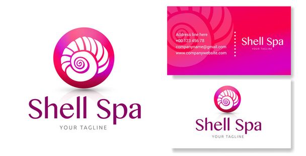 Shell szépség Spa logo, vektor Brand design, névjegykártya sablon - Vektor, kép