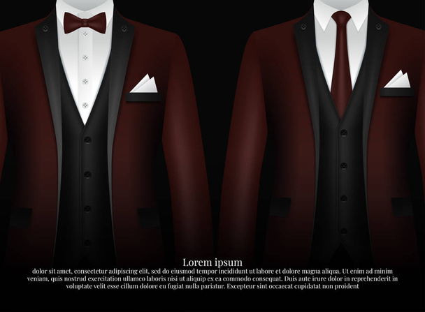 Tuxedo en Bow. Stijlvol pak. Eps10 vector illustratie - Vector, afbeelding