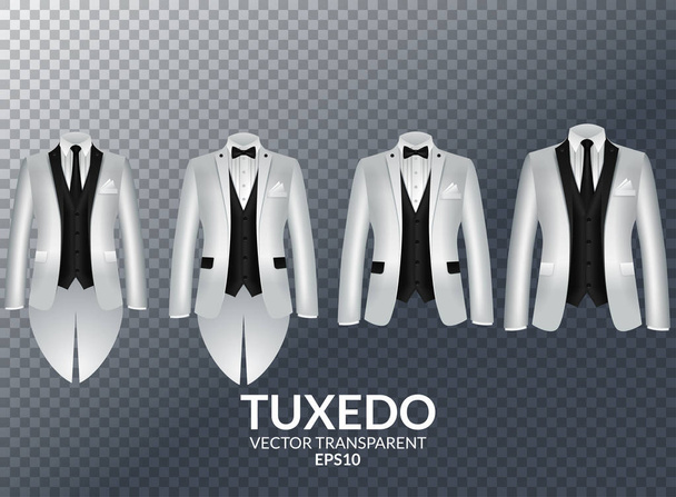 Tuxedo and bow. Stylish suit. Eps10 vector illustration. Isolated on transparent background - Vector, Image