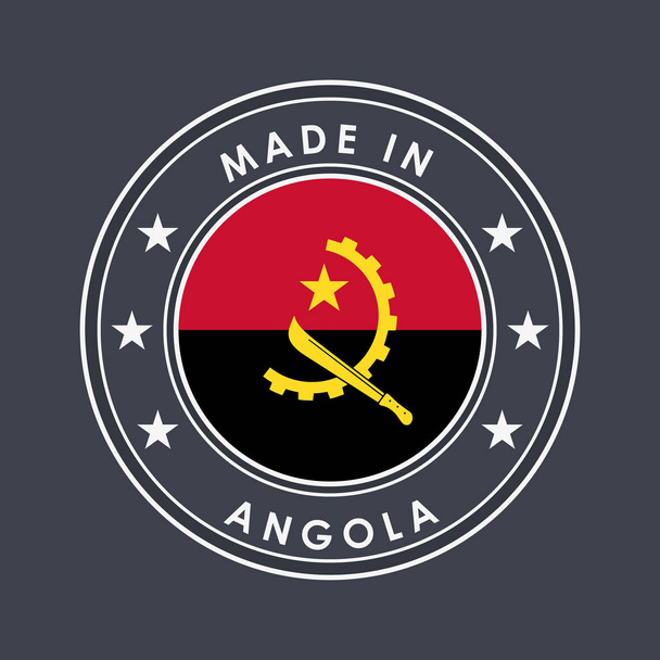 Flag of Angola. Round Label with Country Name for Unique Nationa - Vector, Image