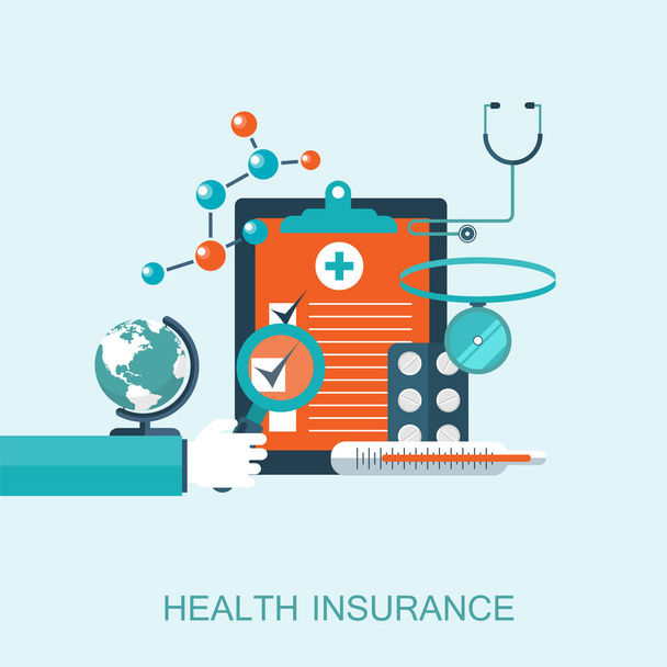 Il concetto di assicurazione sanitaria. Illustrazione vettoriale piatto
 - Vettoriali, immagini