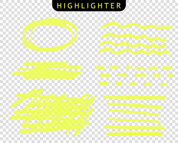 Set of the line of stroke markers. Vector highlight brush lines. Hand drawing sketch underlined, stripes. Elements on an isolated transparent background. - Vector, Image