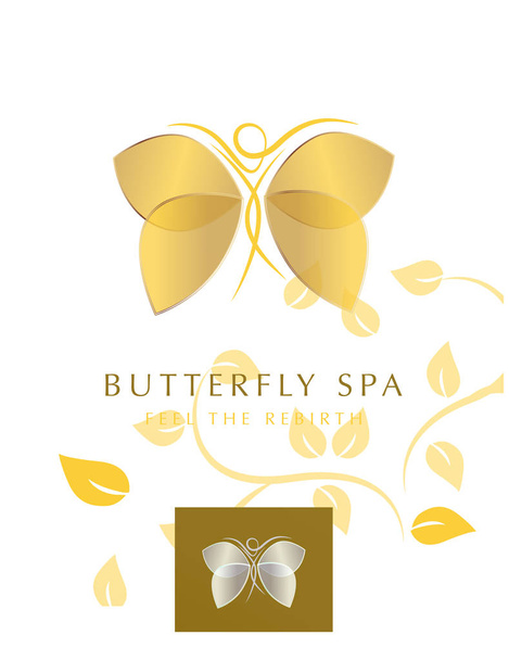 Silhueta de borboleta com ícone de asas douradas, ilustração vetorial
 - Vetor, Imagem